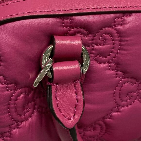 Auth GUCCI GG Matelasse 702251 Pink Nylon Leather Handbag - Picture 8 of 16